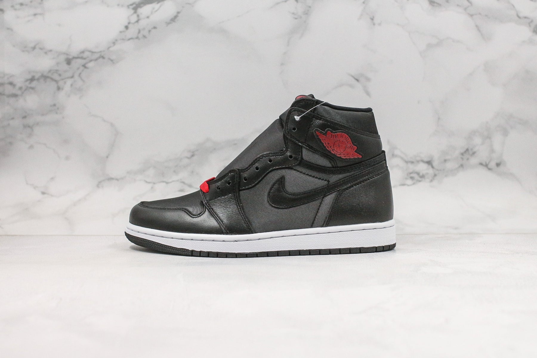 Jordan 1 Retro High Black Satin Gym Red